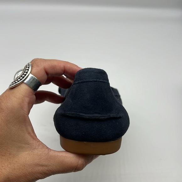 Kate Spade - Carmen Navy Suede Gold Logo Round Toe Driving Loafer Size 8 - Picture 7 of 16